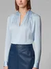 Kvinnors blusar 2024 Spring Women Solid Color Silk Shirt Temperament Damer Långärmad Pullover Blouse