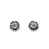 Boucles d'oreilles Vintage en argent Sterling 925 véritable, en forme de fleur de Rose Antique, bijoux pour femmes, accessoires, cadeau