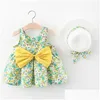 Girl'S Dresses Girls Dresses Born Baby Girl Dress Floral Ruffle Princess Cotton Sleeveless Infant Clothes Summer Sunhat Sundress 1 Yea Dhg6K