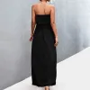 Dress Elegant Women Bandeau Long Dress 2022 Woman Summer Casual Sleeveless Tube Dress Beach Solid Color Fashion Slit Loose Maxi Dress