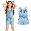 Letnie zestawy ubrań maluchowe sukienki Dziewczyny Kids Ogólne bez rękawów Romper kombinezon Playsuit sukienka Ubrania Rozmiar 2-8y 240226