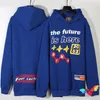 2024 Donkerblauwe hoodie heren dames hoody fleece truien vintage schuimprint sweatshirts