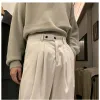 Pants Prowow Spring Men Pants Solid Straight Loose Trousers Male Allmatch Simple Nine Points Trousers Korean Style Suit Pants