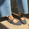 Elbise Ayakkabı Gigifox Mary Jane Flats Kadınlar İçin Rhinestone Tasarım Moda Sevimli Kırış Kızlar Bahar Janes Toka Kayışı