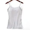 Bh Tank Top Vrouwen Modale Spaghetti Effen Cami Top Vest Vrouwelijke Hemdje Met Ingebouwde Bh Fitness Kleding 240307