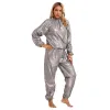 Passar kvinnor 2st PVC Saua Suit långärmad elastisk topp med byxor Set Viktminskning Svettdräkt Fitness Gym Träning Dansdräkt