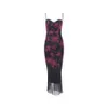 Mingmingxi Spaghetti Band Bloemenprint Maxi Prom Dress Sexy Mesh Bruid Bruiloft Gast Vrouwen Avond Jurken Slanke 240305