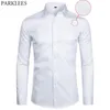 White Business Dress Shirt Men Fashion Slim Fit Long Sleeve Soild Casual Shirts Mens Working Office Wear Shirt With Pocket S-8XL 240307