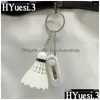 Keychains Lanyards Keychains Sport Styles Mini Badminton Keychain Uni Metal Racket Key Ring Purse Bag Backpack Decor Accessories Dr DHF8F