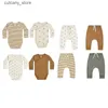 Jumpsuits Newborn Baby Rompers Organic Cotton Clothing Set Jumpsuit+Pant+Hat Spring Summer Long Sleeve Baby Girl Girl kläder 0-24m L240307