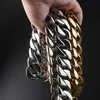 mens 32mm large heavy polished stainless steel 14k 18k 24k gold thick chunky cuban curb chain link necklace