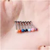 Nasenringe Ohrstecker 10 Teile/satz Farbmischung Mode Körper Piercing Schmuck Acryl Edelstahl Augenbraue Bar Lip Nase Barbell Ring Nav Dhiht