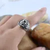 Solid 925 Sterling Silver Mens Lion Ring Vintage Steampunk Retro Biker Rings For Men Trees Deers Engraved Male Jewelry 240220