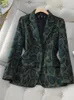 Mode Koffie Groen Casual Dames Blazer Vrouwen Lange Mouw Enkele Knop Slanke Vrouwelijke Herfst Winterjas 240223