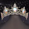 Grampos de cabelo roxo cristal nupcial coroa princesa meninas tiaras headdress baile diadema verde para acessórios de jóias de casamento