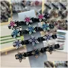 Fermagli per capelli Barrettes Dolce stile coreano Fiori di cristallo acrilico Treccia Forcine per donna Ragazza Clip Frangia Accessori laterali Goccia Del Dhtnm