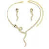 Sparkling Snakelike Bridal Wedding Necklace Earrings Jewelry Set Claw Zircon Chain Heart Rhinestone Snake shape pendant Fashion Women bridesmaid photography ACC