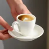 80ml Ceramic Coffee Cup and Saucer Espresso Cups Porcelain Afternoon Teacup Breakfast Milk Mug Cute Pottery Mugs Wholesale 240222