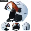 MOON Профессиональный полузакрытый лыжный шлем Цельнолитые спортивные мужские и женские лыжные шлемы для сноуборда с чехлом для очков 240223