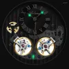 Montres-bracelets AILANG Top Marque Montre De Luxe Hommes Automatique Lumineux Noir Horloge Double Tourbillon Étanche Mécanique Relogio