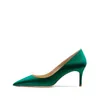 Scarpe eleganti Tacchi alti in seta verde di alta qualità da donna Décolleté sexy da sposa eleganti con punta a punta per l'autunno inverno primavera 10 cm