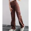 Женские брюки Wepbel, повседневные женские трехмерные брюки с карманами со средней талией, комбинезоны с узкой талией, одноцветные, широкие брюки-карго