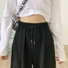 Capris 1 PC Kobiety elastyczne spodnie dresowe z wysokim talią swobodny luźne długie spodnie stałe kolory joggery dolne workowate spodnie z kieszeniami