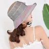 Wide Brim Hats 2024 Summer Hat Women Sun Wedding Sea Beach For Ladies With Bow Simple Girls