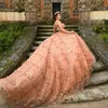 Sparkly Blush Quinceanera Dress 2024 Ball Gown Applicies spetspärlor tull sequines puffy kjol söt 16 klänning vestidos de 15