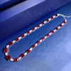 PANSYSEN Vintage Solid Silver 925 Ruby Emerald High Carbon Diamond Gemstone Chain Tennis Necklace Party Fine Jewelry Wholesale 240305