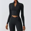 Active Shirts Women's High Elastic Crop Top Spandex Long Sleeve Yoga Sportswear Jacket Workout Gym Clothing Sports Clothes