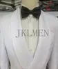 Custom Pour Hommes Gemaakt Bruidsjonkers Wit Patroon Bruidegom Smoking Sjaal Revers Pakken 2 STKS Bruiloft Jas Broek Kostuum Homme 240227