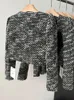 Giacche da donna Moda Impiombato in velluto Fiocchi Cappotto in tweed 2024 Inverno O-Collo Maniche lunghe Giacca monopetto Capispalla femminile