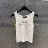 Canotte alla moda con perle Top da donna T-shirt lavorata a maglia con lettere ricamate Canotte sportive primavera estate