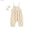 Jumpsuits Nyfödda småbarn Girls Summer Floral Girl Baby Clothes Byxor Tecknad trädgrenar och Rompers Baby Girl Shirt Dress Girls L240307