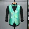 Gilet da uomo Gilet da sposa da uomo Gilet color fantasia Retro Papillon da discoteca Set per la festa dello sposo Scollo a V lucido