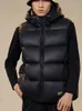 Gilet da donna Piumino d'anatra Giacca con cappuccio Gilet da donna Cappotto invernale spesso caldo senza maniche Uomo Gilet sottile nero Moda Casual antivento