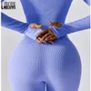 LAISIYI Fitness Jumpsuits Autumn Overalls for Women Sexy Bodycon Playsuit Square Neck Long Sleeve Rompers Female Slim Sportwear 240301