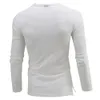 Heren Effen Slanke Fitness Lange Mouw T-shirt Diepe V-hals Knop Tops Spier Tee Blouse See Through Shirts Mannelijke casual Tees 240226