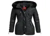 Rosetic Vrouwen Zwarte Jas Winter Lange Mouw Capuchon MidLength Women039s Jas Bont Warme Dikke Slanke Gothic Vrouwelijke Rits Jas Ne6543011