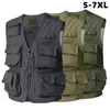 Jaktjackor GL Summer Mesh Thin Multi-Pocket Vest Mens Storlek 7xl Manlig Casual ärmlös jacka blixtlåsfickor Reporterpografi midja