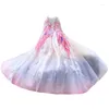 Dog Apparel Handmade Original Pet Clothes Luxury High-end Rainbow Wing Crystal Sequin Princess Dress Trailing Skirt For Puppy Outfits