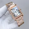 U1 Top-klass AAA Fashion Women Tank Watch Quartz Movement Silver Watches Lady Square Tank Watches Rostfritt stål Original Clasp Casual Montre de Luxe Wristwatch