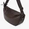 Sac à bandoulière en cuir pour femmes, sac à bandoulière simple décontracté rétro noble, sac à bandoulière simple couche en cuir de vache, sac de boulette de luxe léger