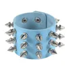 Fashion Red Punk Spike Bracelet Wide Leather Bracelets for Women Men Goth Girl Cuff Bangle Studded Wristband Jewelry