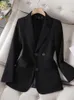 Trajes de mujer rojo caqui negro Oficina señoras sólido Formal Blazer mujer trabajo de negocios chaqueta abrigo