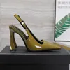 Dune Slingback Pumps Sildes Sandals 2024 New Women Designer 10.5cm 플레어 발 뒤꿈치 악어 스틸레토 힐 사무실 고급 거북이 껍질 버클