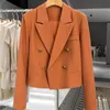 Elegant Crop Blazer Mujer Long Sleeve Kortjacka Kvinnor Spring Autumn Fashion Casual Slim Outerwears Blazers Feminino 240226