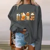 Dameshoodies Halloween Sweatshirt Gekleurde Spooky Vier Pompoenen Grappige Herfst Dames Trui met lange mouwen Truien Top