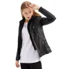 Jackor Nya år 2023 Hösten Winter Faux Leather Jackets för kvinnor Fashion Hooded Black Coats and Jacket Female Pu dragkedja ytterkläder